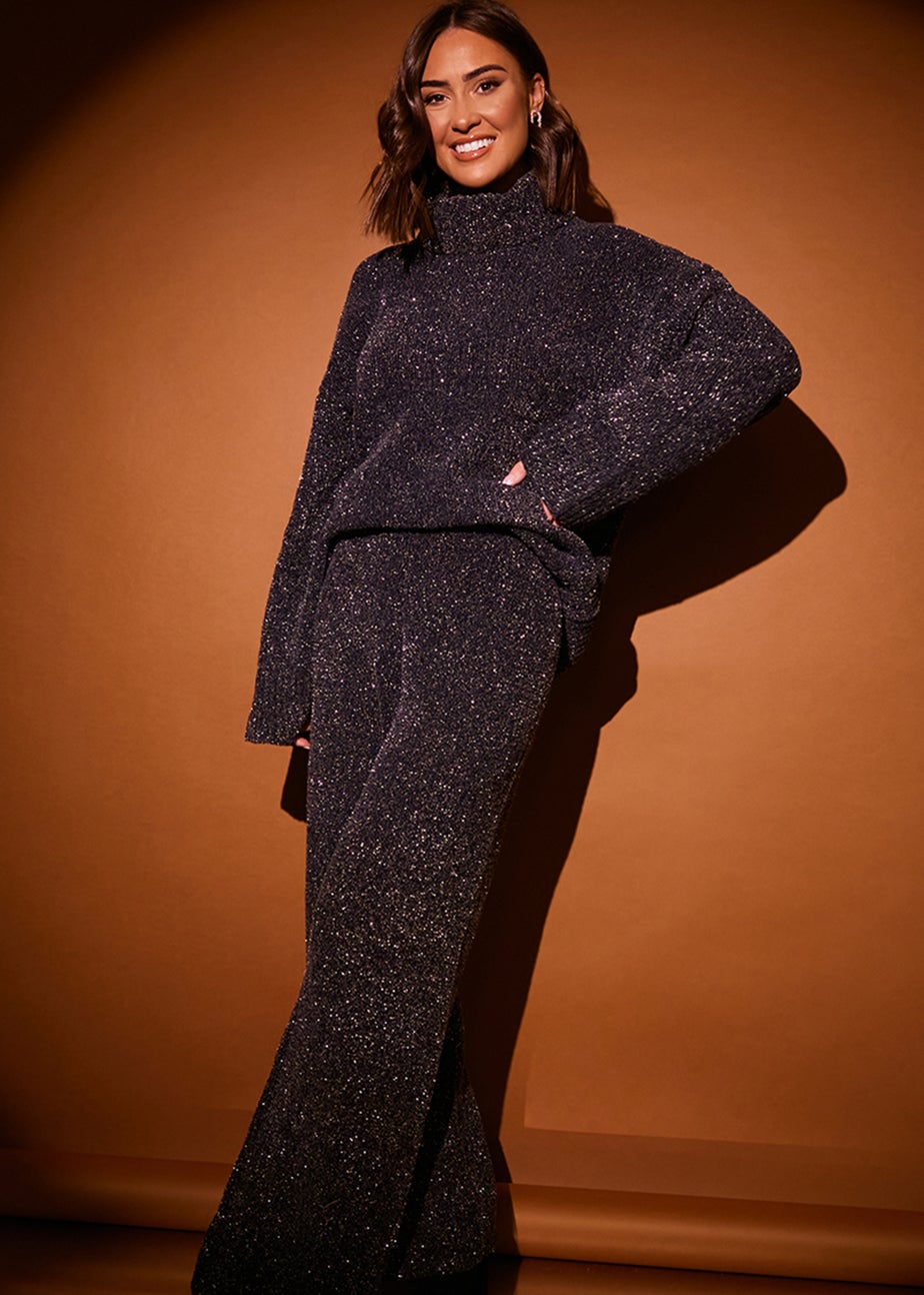 In the Style Stacey Solomon Black Chenille Roll Neck Co-Ord Jumper