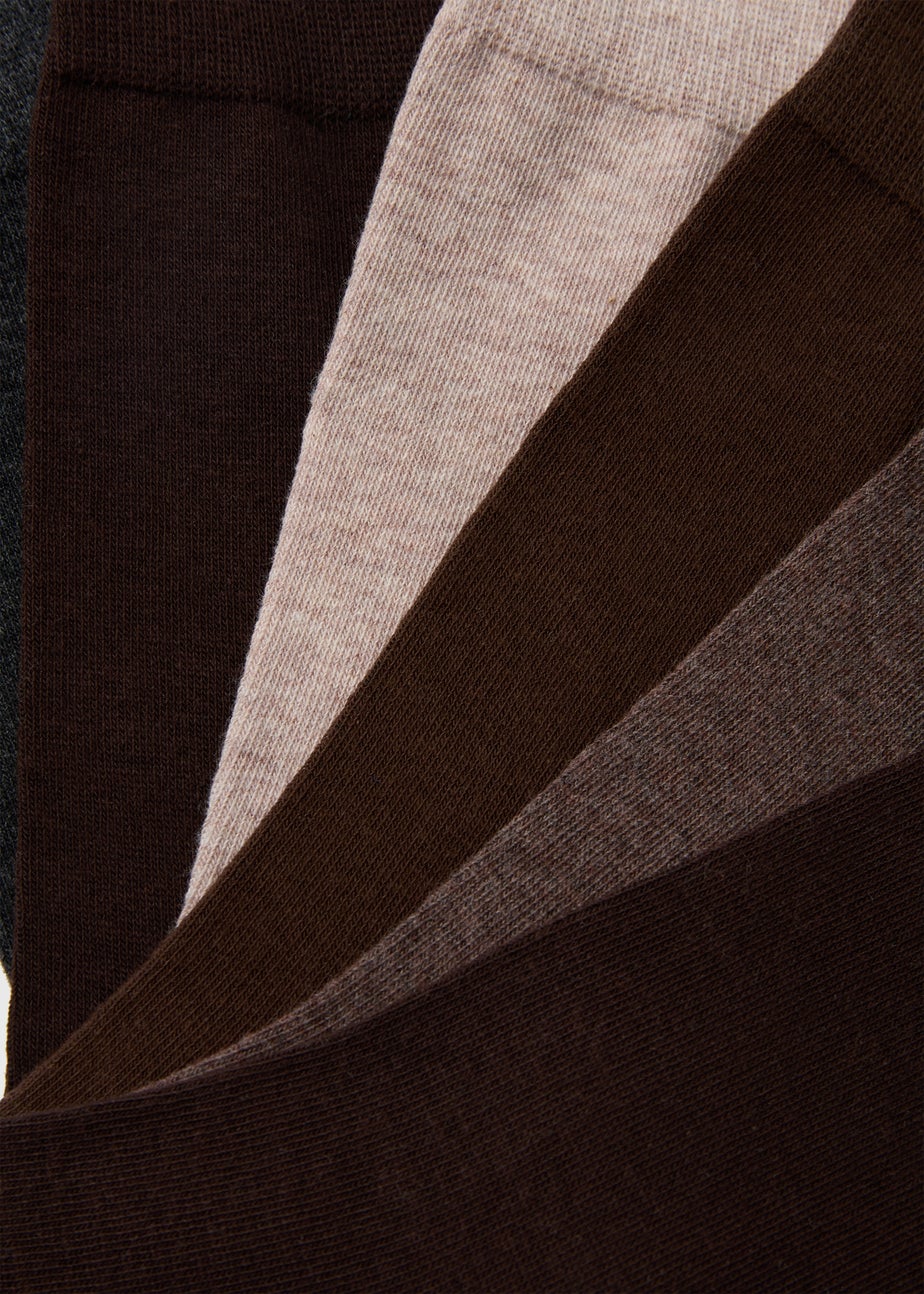 7 Pack Brown Plain Socks