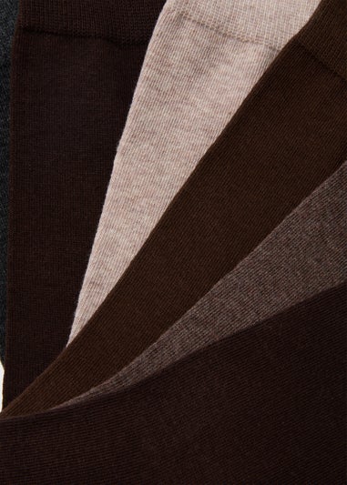 7 Pack Brown Plain Socks
