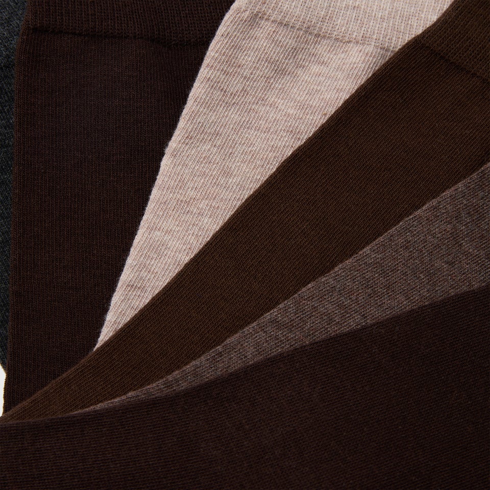 7 Pack Brown Plain Socks