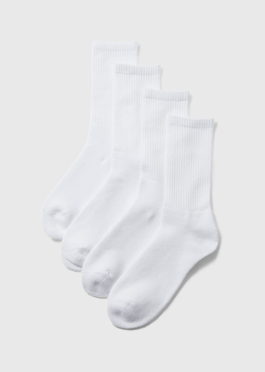 4 Pack White Sports Socks