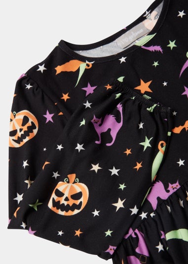 Kids Black Halloween Print Dress (4-13yrs)