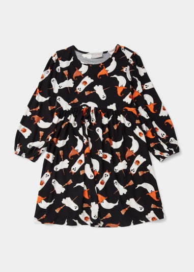 Kids Black & White Halloween Ghost Dress (4-13yrs)
