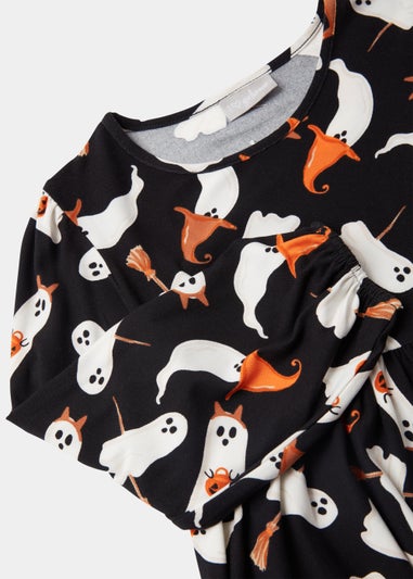 Kids Black & White Halloween Ghost Dress (4-13yrs)