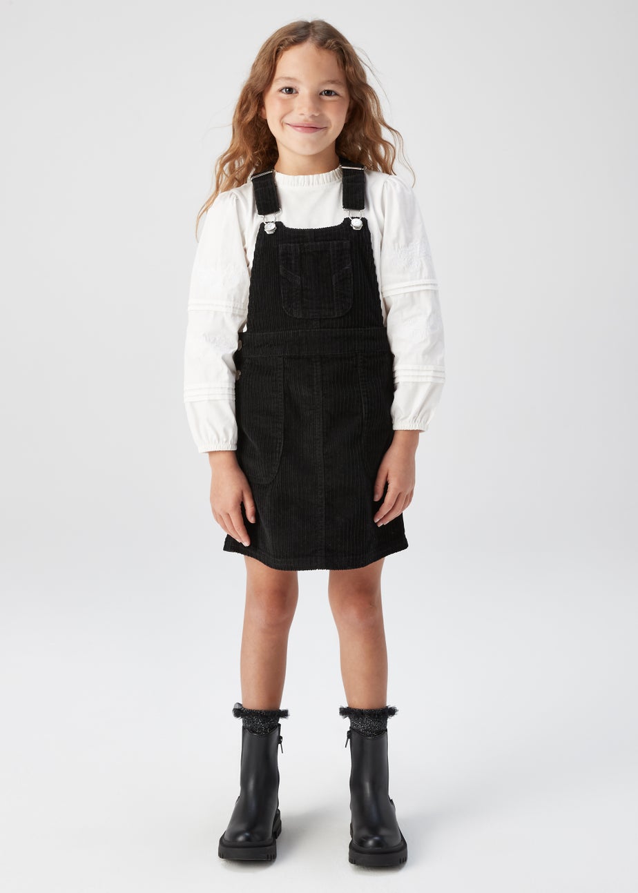 Girls Black Cord Pinafore Long Sleeve Top Set (4-13yrs) Matalan