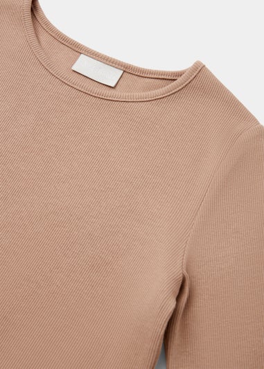 Girls Stone Ribbed Long Sleeve Top (4-15yrs)