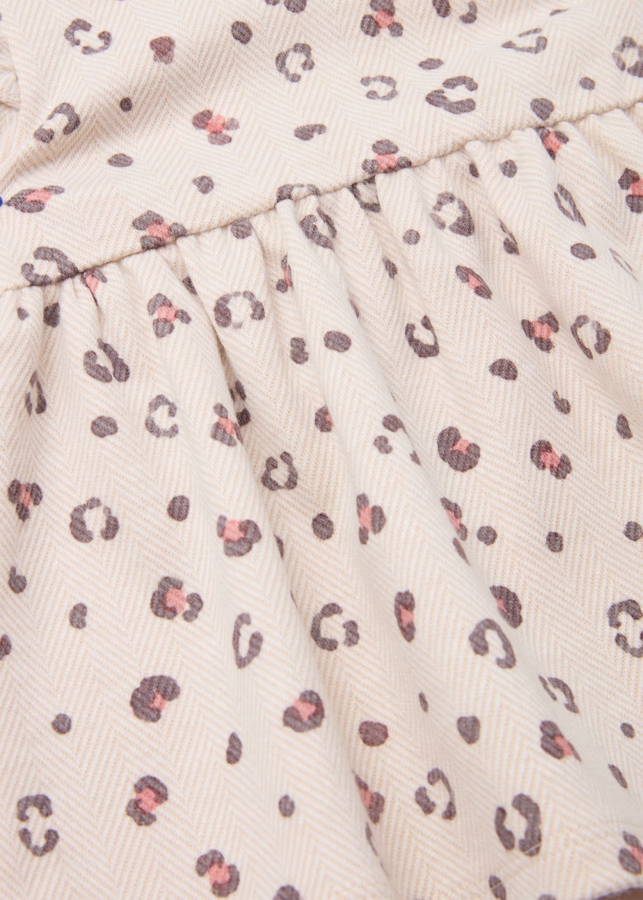 Baby Beige Animal Print Ponte Dress (Newborn-23mths)
