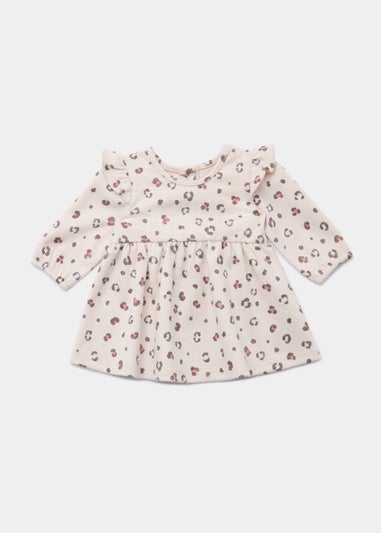 Baby Beige Animal Print Ponte Dress (Newborn-23mths)