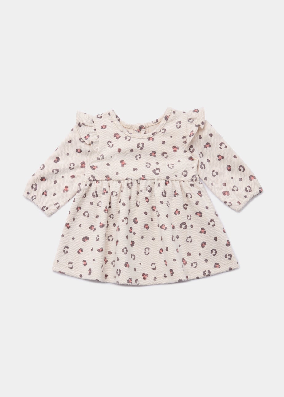 Baby Beige Animal Print Ponte Dress (Newborn-23mths)