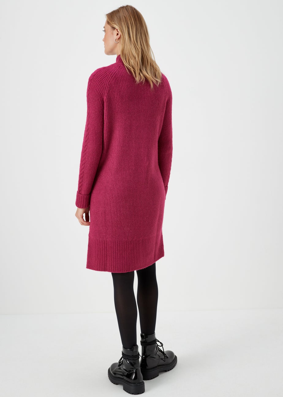Berry Cable Knit Jumper Dress