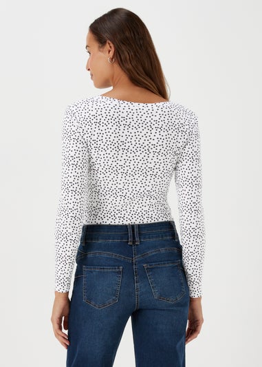 White Spot Print Long Sleeve T-Shirt