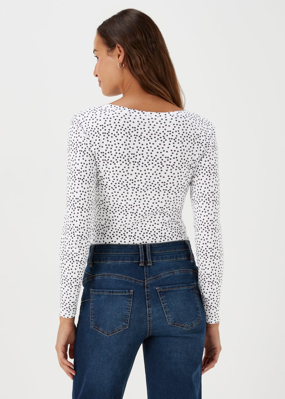 White Spot Print Long Sleeve T-Shirt
