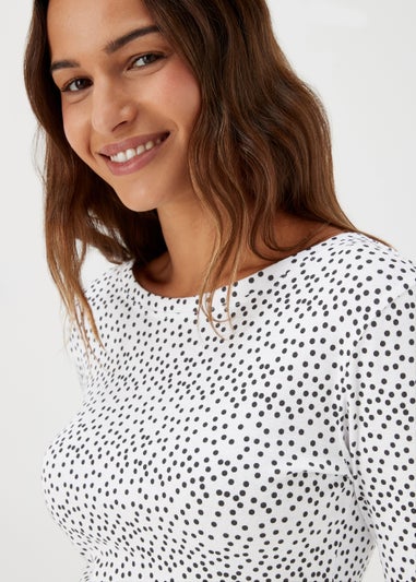 White Spot Print Long Sleeve T-Shirt