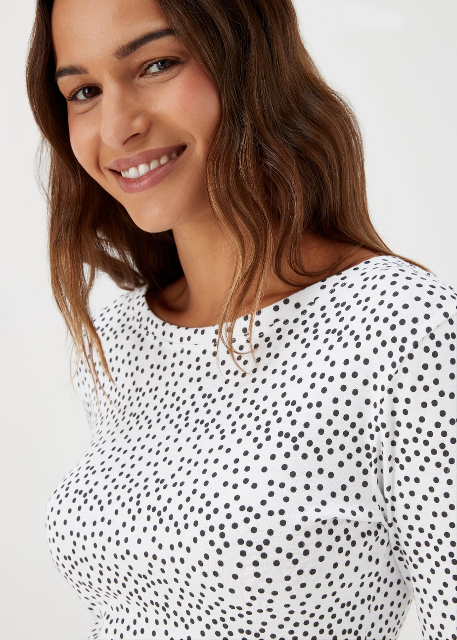White Spot Print Long Sleeve T-Shirt