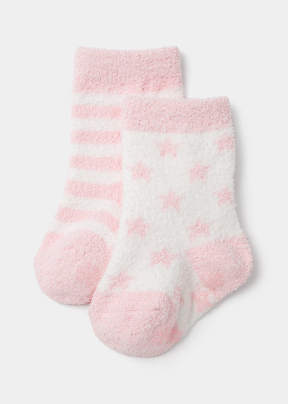 Pink Stripe & Star Cosy Baby Socks (Newborn-23mths)