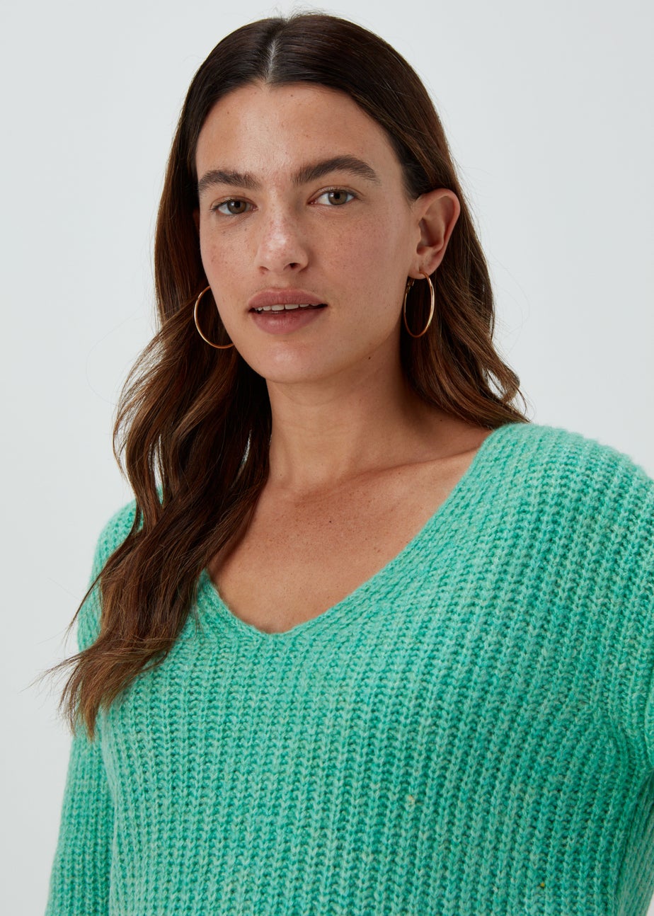 Green V-Neck Jumper