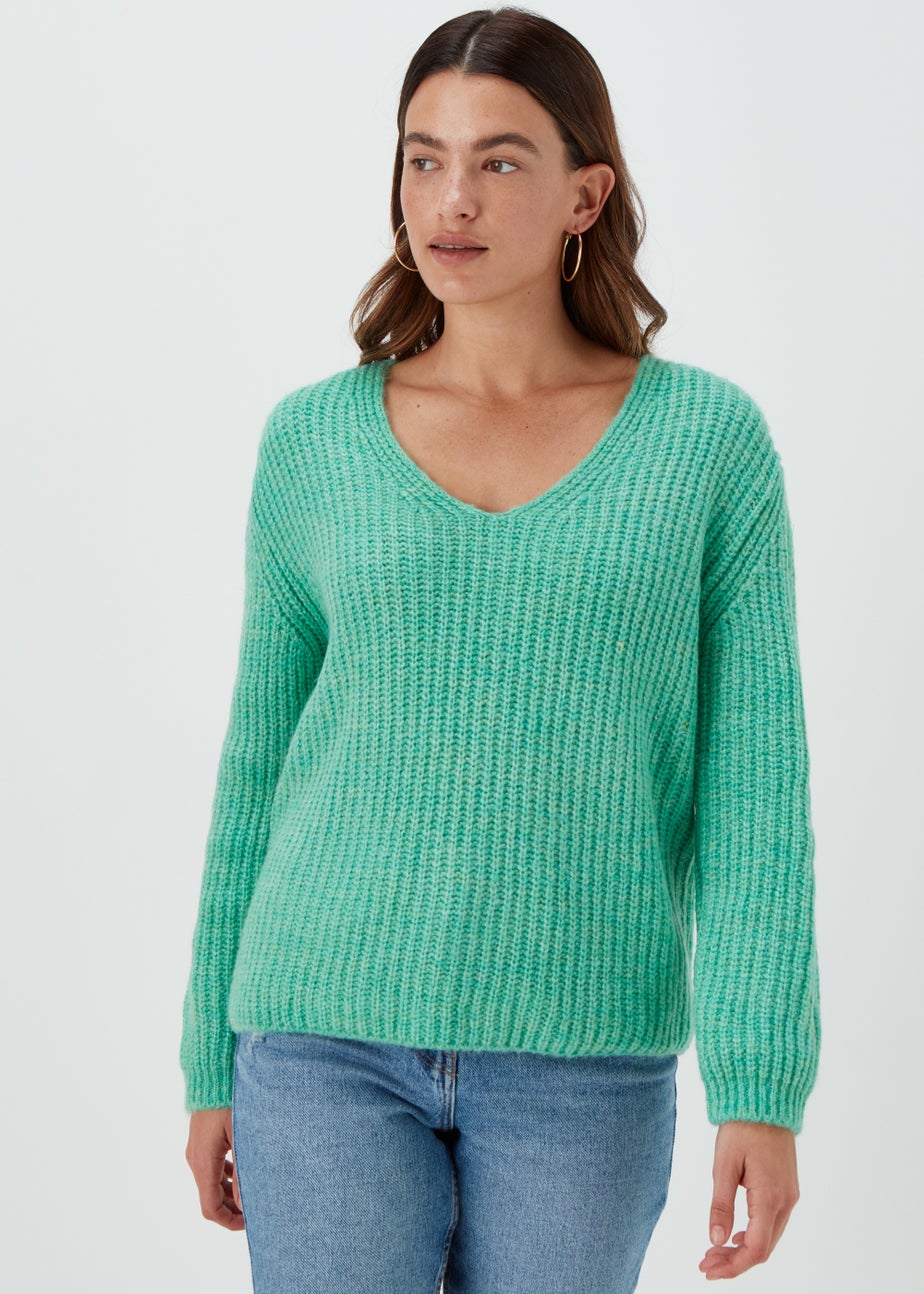 Green V-Neck Jumper