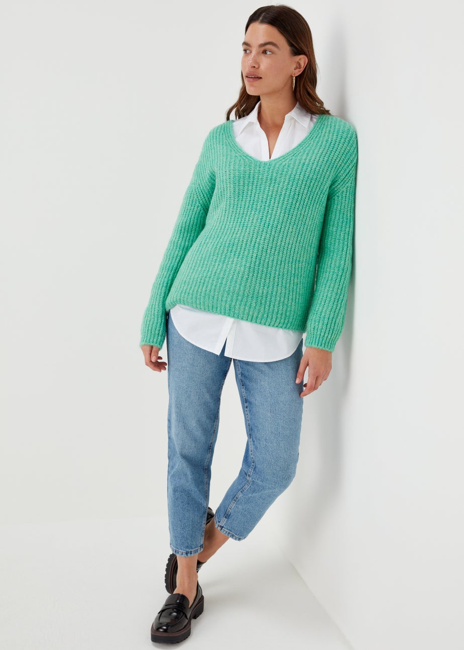 Green V-Neck Jumper