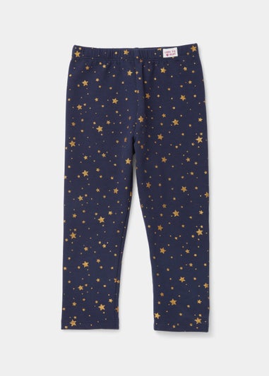 Girls Navy & Gold Star Leggings (9mths-6yrs)
