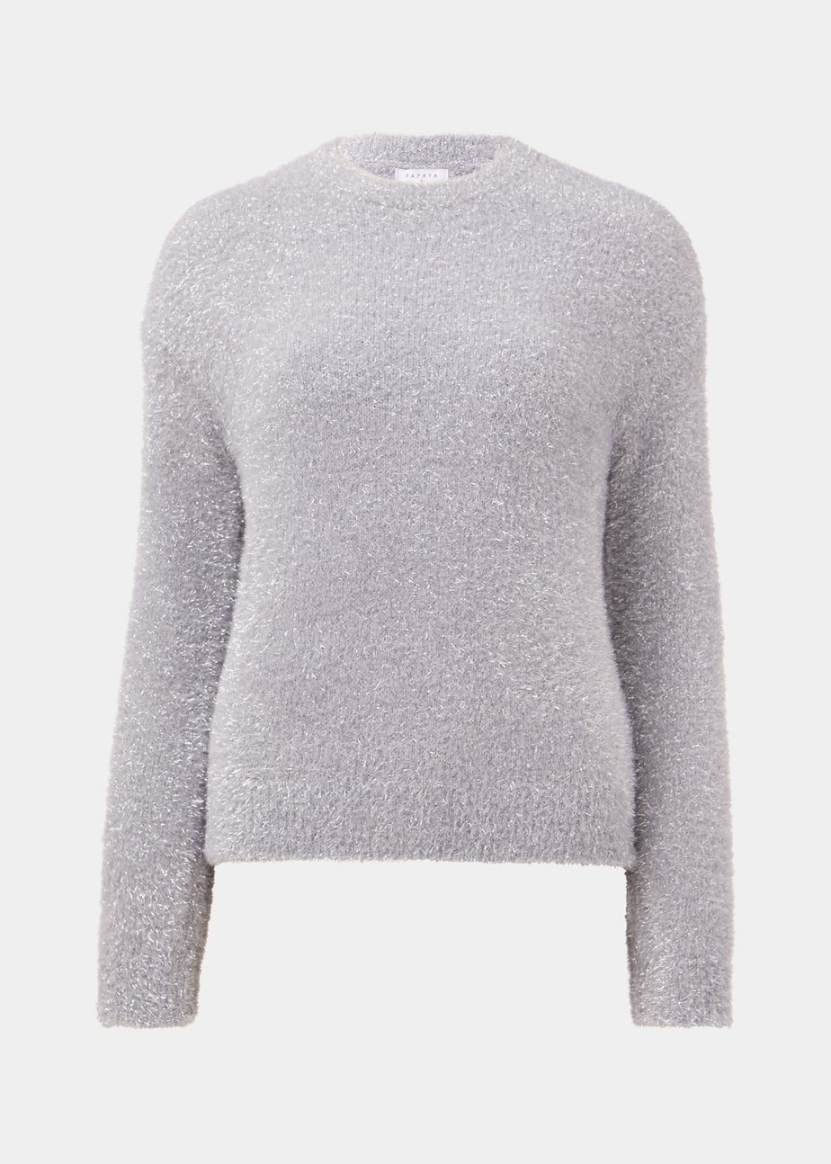 Grey & Silver Tinsel Yarn Jumper