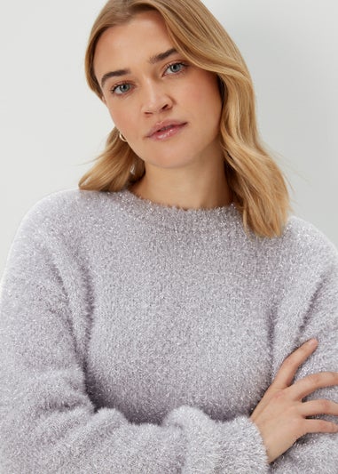 Grey & Silver Tinsel Yarn Jumper