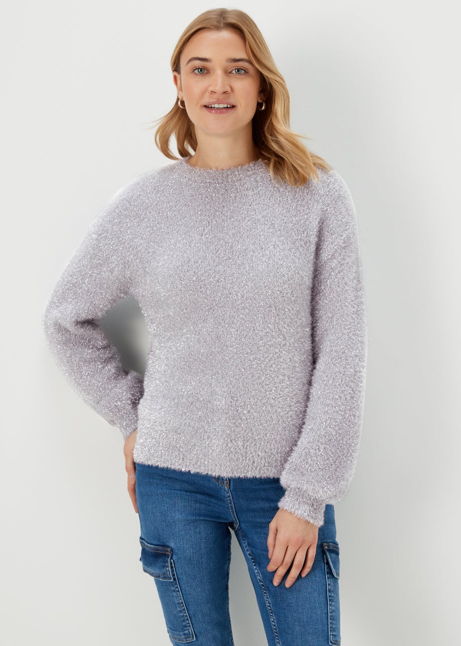 Grey & Silver Tinsel Yarn Jumper