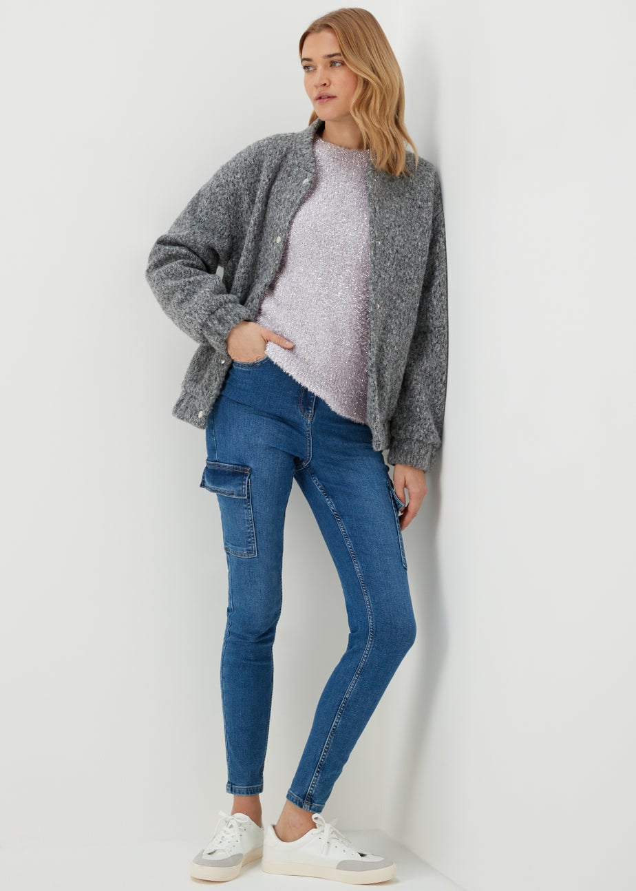 Grey & Silver Tinsel Yarn Jumper