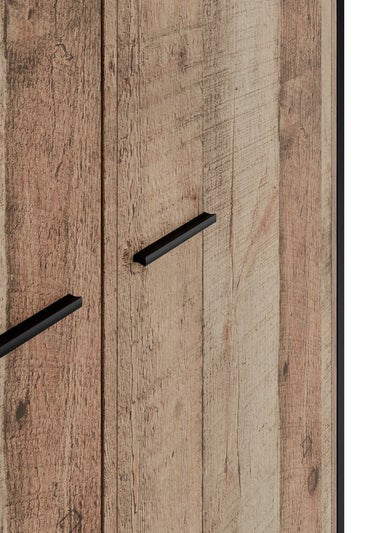 LPD Furniture Hoxton 2 Door Wardrobe Distressed Oak Effect (1800x520x838mm)