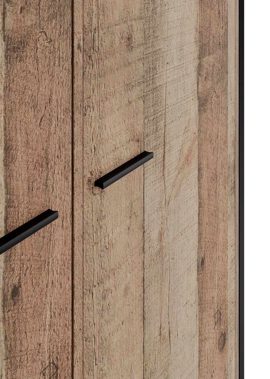 LPD Furniture Hoxton 2 Door Wardrobe Distressed Oak Effect (1800x520x838mm)