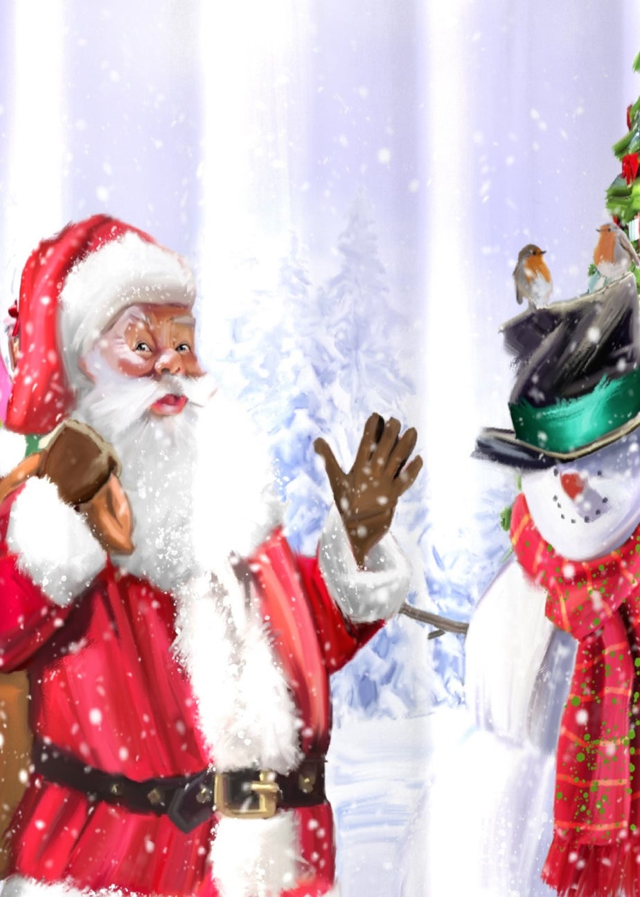 Fusion Christmas Santa & Snowy Eyelet Single Panel Door Curtain