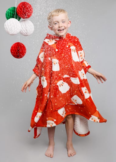 Bedlam Christmas Jolly Santa Poncho Snuggle Hooded Wearable Fleece