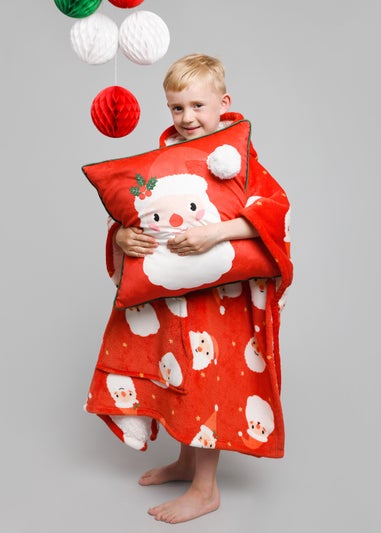 Bedlam Christmas Jolly Santa Poncho Snuggle Hooded Wearable Fleece