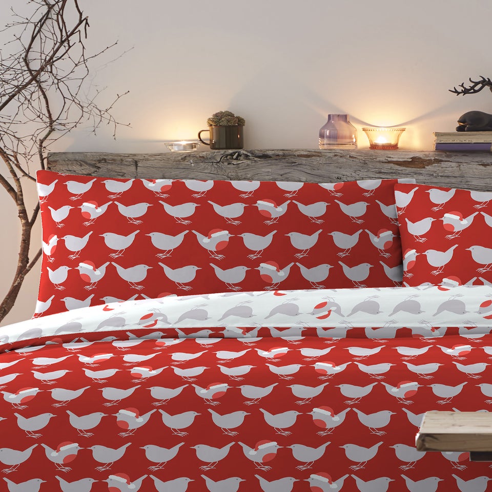 Fusion Christmas Geo Robin Duvet Cover Set