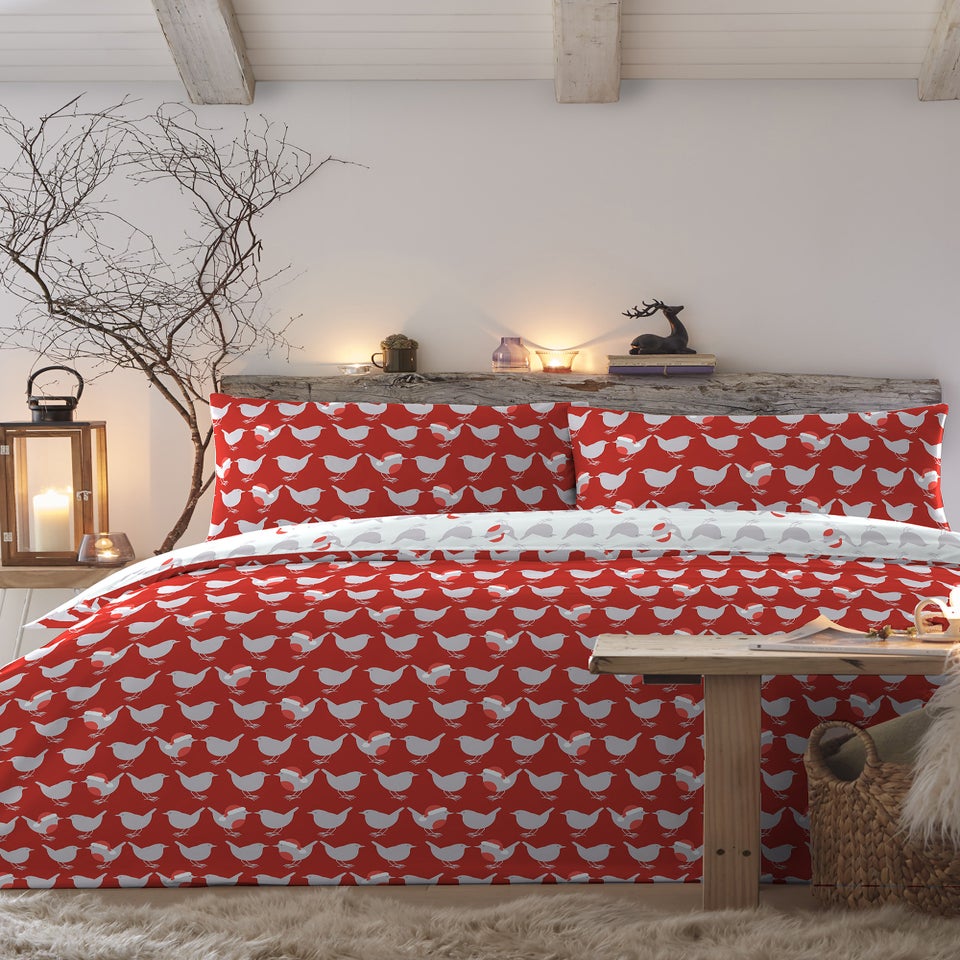 Fusion Christmas Geo Robin Duvet Cover Set