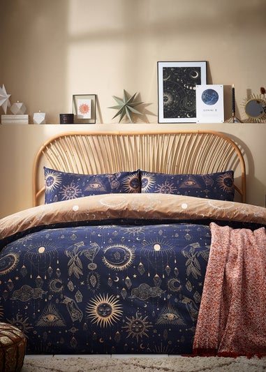 furn. Constellation Celestial Duvet Cover Set Gold/Navy