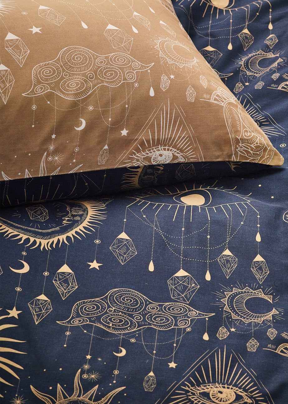 furn. Constellation Celestial Duvet Cover Set Gold/Navy