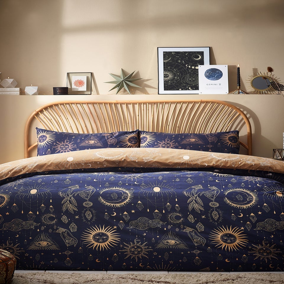 furn. Constellation Celestial Duvet Cover Set Gold/Navy