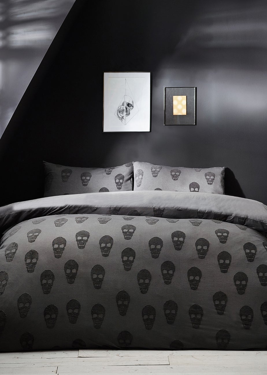 furn. Skulls Tufted 100% Cotton Duvet Cover Set