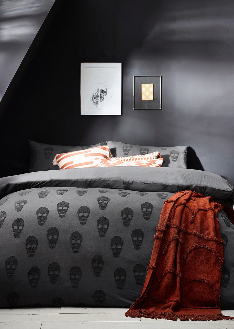 furn. Skulls Tufted 100% Cotton Duvet Cover Set