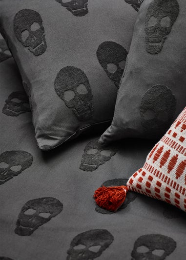 furn. Skulls Tufted 100% Cotton Duvet Cover Set