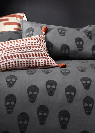 furn. Skulls Tufted 100% Cotton Duvet Cover Set