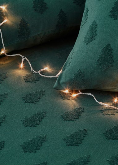 furn. Tufted Tree 100% Cotton Duvet Cover Set Pine Green