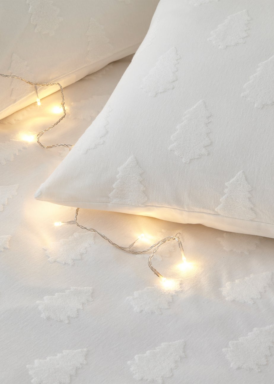 furn. Tufted Tree 100% Cotton Duvet Cover Set Snow