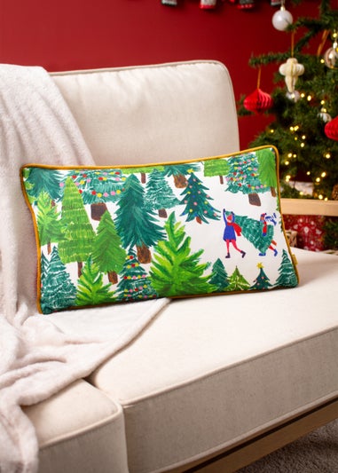 furn. Christmas Together Tree Day Filled Cushion (30cm x 50cm x 8cm)