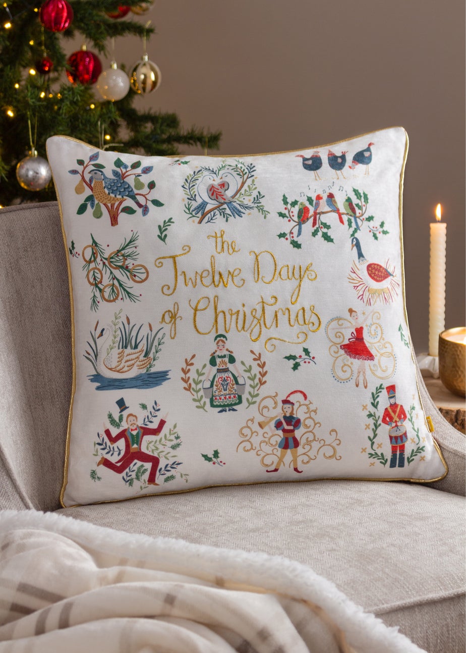 furn. Twelve Days Of Christmas Filled Cushion (50cm x 50cm x 8cm)