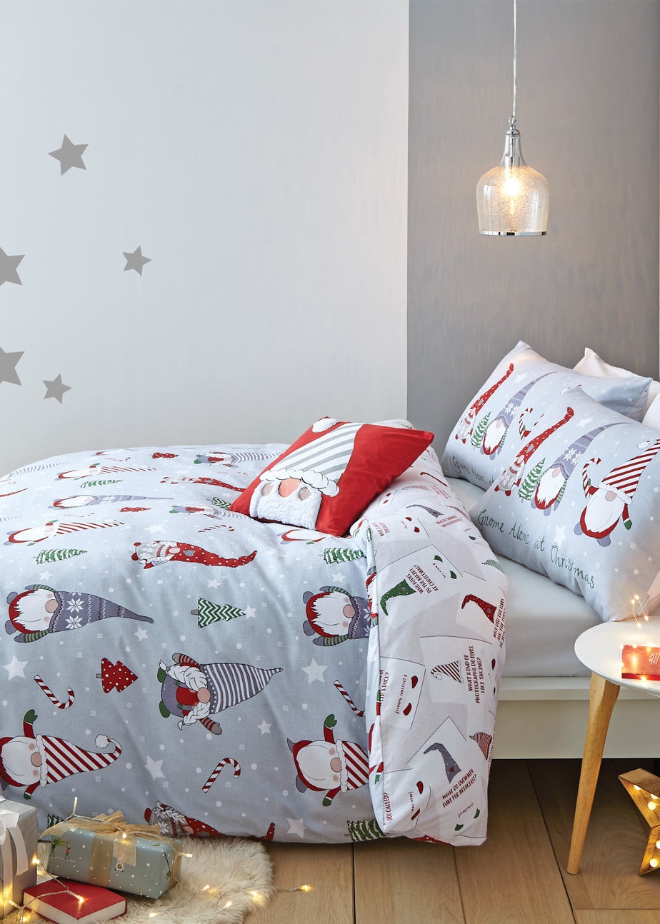Catherine Lansfield Kids Brushed Cotton Christmas Gonk Reversible Duvet Cover Set