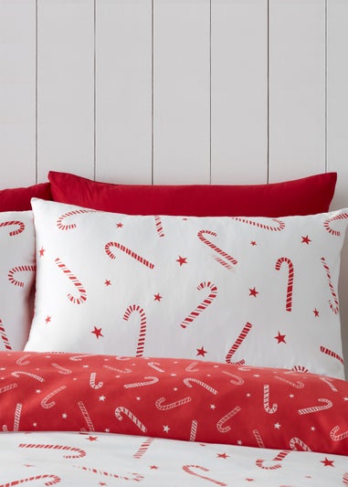 Catherine Lansfield Christmas Candy Cane Reversible Duvet Cover Set
