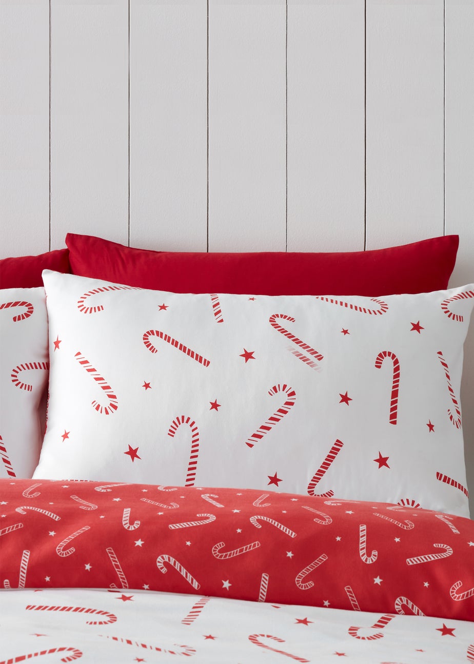 Catherine Lansfield Christmas Candy Cane Reversible Duvet Cover Set