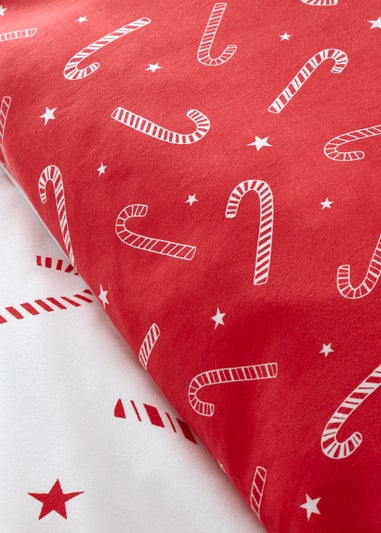 Catherine Lansfield Christmas Candy Cane Reversible Duvet Cover Set