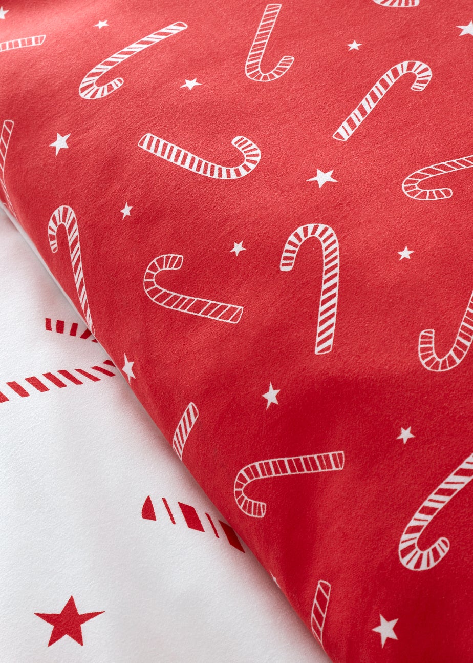 Catherine Lansfield Christmas Candy Cane Reversible Duvet Cover Set